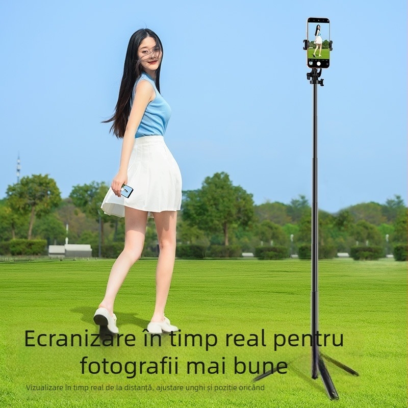 Selfie stick cu trepied pentru telefon, proiecție ecran, aliaj de aluminiu, universal pentru acasă, birou, afară