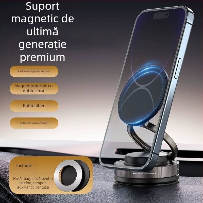 Suport Telefon cu Aspirație Vacuum și MagSafe pentru Navigație Auto — Suport de Birou Portabil, Plastic, Fire Leopard Industrial, Personalizare Disponibilă