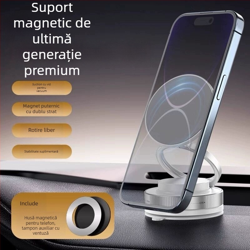 Suport Telefon cu Aspirație Vacuum și MagSafe pentru Navigație Auto — Suport de Birou Portabil, Plastic, Fire Leopard Industrial, Personalizare Disponibilă