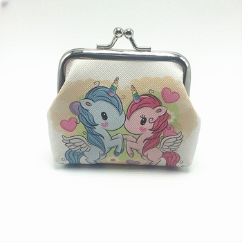Portofel pentru monede din piele PU, cu model unicorn desen animat, stil copilăresc, Crystal bud