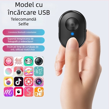 Telecomandă Bluetooth pentru selfie, compatibilă cu camera și telefon – control universal pentru trepied selfie
