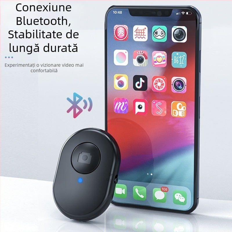 Telecomandă Bluetooth pentru selfie, compatibilă cu camera și telefon – control universal pentru trepied selfie