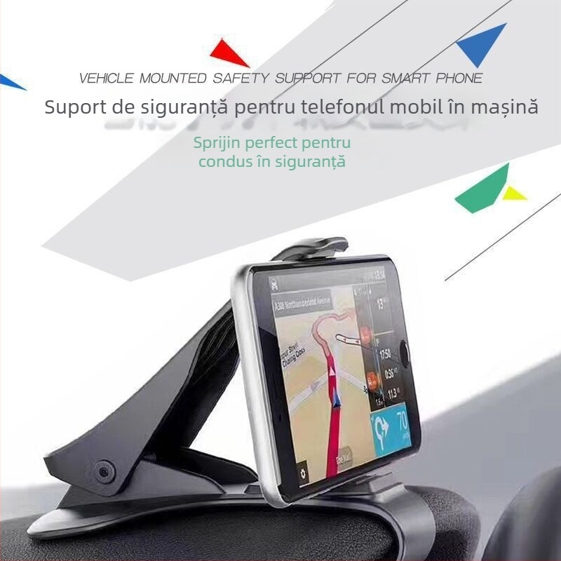 Suport HUD pentru bordul mașinii cu suport de telefon rotativ și navigare - compatibil universal - montaj Snap-on