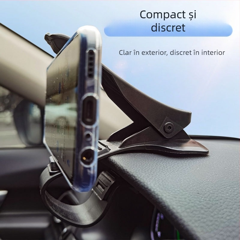 Suport HUD pentru bordul mașinii cu suport de telefon rotativ și navigare - compatibil universal - montaj Snap-on