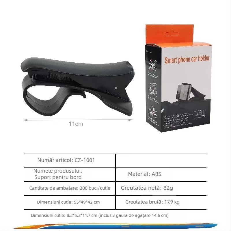 Suport HUD pentru bordul mașinii cu suport de telefon rotativ și navigare - compatibil universal - montaj Snap-on