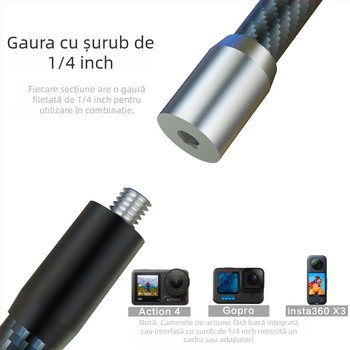 Bară de extindere din fibră de carbon pentru camere sportive Wesport AL31 – construcție din fibră de carbon, compatibilă cu camerele sportive, imprimare logo disponibilă, factură inclusă