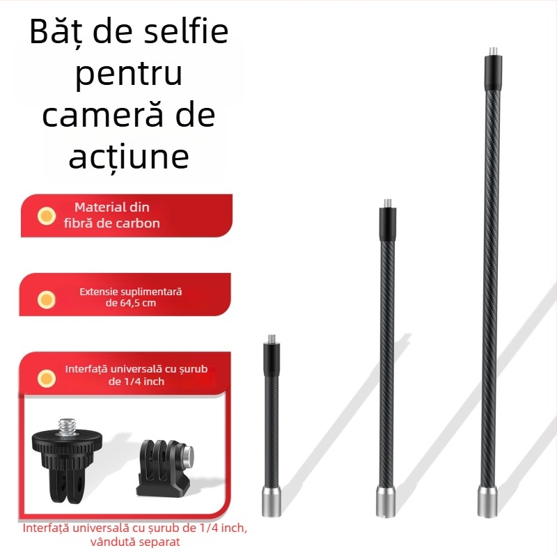 Bară de extindere din fibră de carbon pentru camere sportive Wesport AL31 – construcție din fibră de carbon, compatibilă cu camerele sportive, imprimare logo disponibilă, factură inclusă