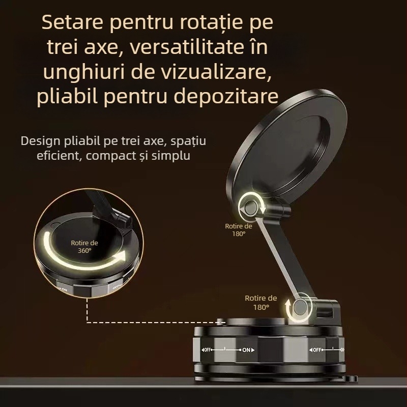 Suport magnetic pentru telefon în mașină — suport universal din aliaj, pliabil și rotativ pentru navigație