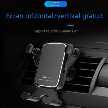 Suport auto pentru telefon cu mecanism gravitațional, montaj pe ventilația mașinii, compatibil cu orientare orizontală și verticală a ecranului, design pliabil