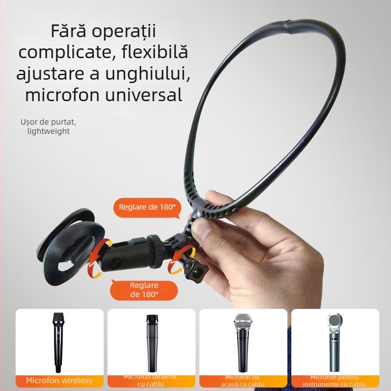Suport de microfon pentru gât, model universal, din plastic, stil simplu