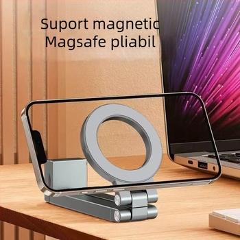 Suport MagSafe din ABS pentru telefon, stație de birou pliabilă și rotativă, 64 g