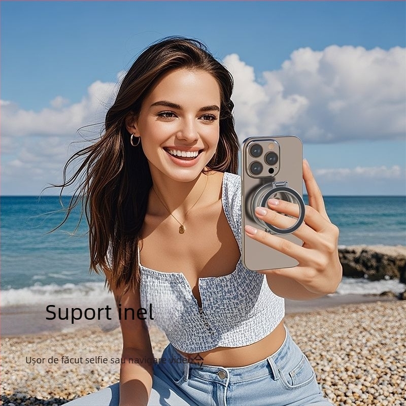 Suport de birou pentru telefon cu magnet dublu și MagSafe, rotire de 360°, construcție metalică, încărcare wireless