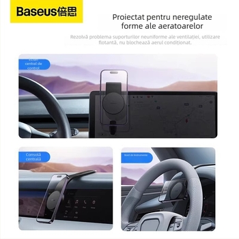 Baseus Suport auto MagSafe Wireless cu bază magnetică și navigație (MagSafe, Încărcare wireless, Suport magnetic)
