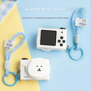 Mini cameră de buzunar cu ursul autoironic și prietenii lui — 12–20 MP, card de memorie, durată baterie 1–3 ore, înregistrare video