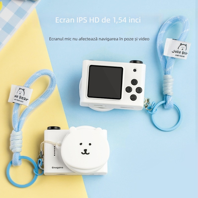 Mini cameră de buzunar cu ursul autoironic și prietenii lui — 12–20 MP, card de memorie, durată baterie 1–3 ore, înregistrare video