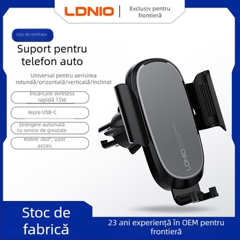 Ldnio suport auto pentru telefon cu încărcare wireless 15W, ventuză, universal