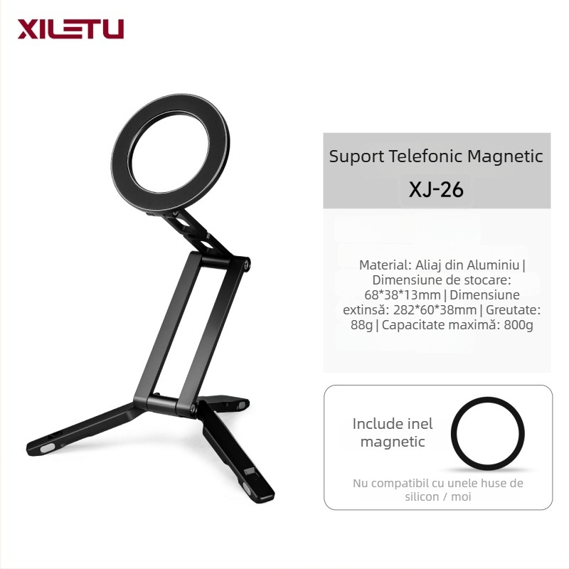 Suport MagSafe pentru telefon – bază magnetică pentru live streaming și selfie, din aliaj de aluminiu, portabil