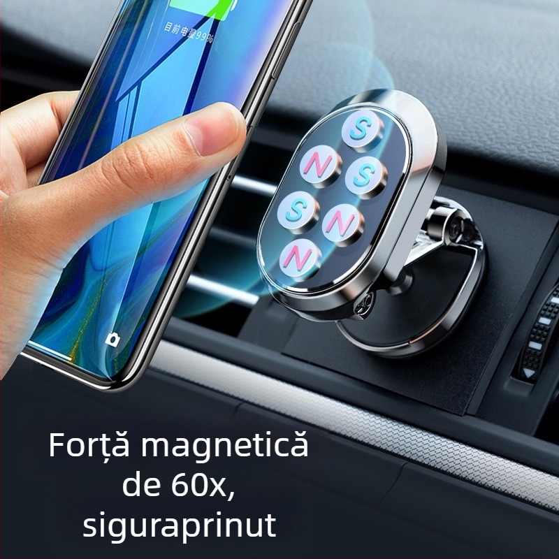 Suport magnetic pentru telefon auto – universal, din plastic, rotativ și pliabil, pentru navigație