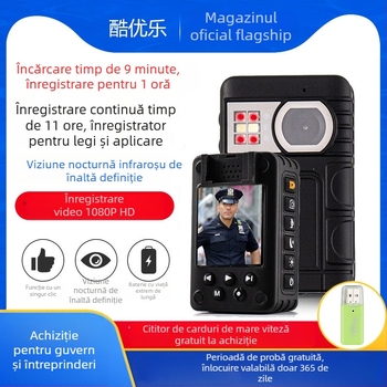 Înregistrator profesional de securitate cu vedere de noapte HD, purtat pe piept, senzor CMOS 1080p, baterie 9–11 ore, stocare MicroSD, microfon stereo