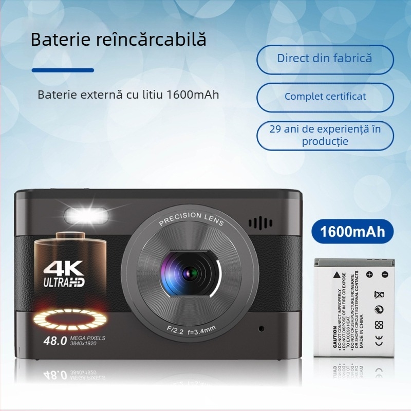 Cameră profesională de buzunar cu zoom optic 18x, senzor CMOS, ecran LCD de 3,0 inch, videoclip 1080p, stabilizare electronică a imaginii