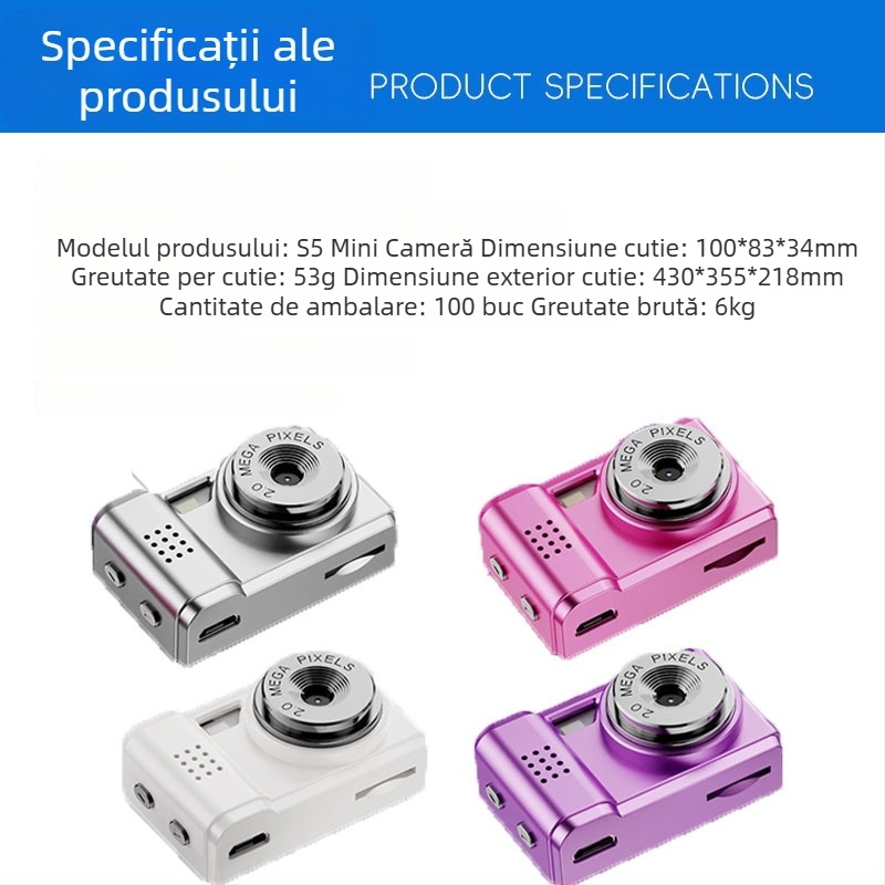 Camera mini personalizată în pandantiv — Cameră portabilă pentru campus, TF card, 1–5 MP, Carcasă ABS, Video și Fotografiere