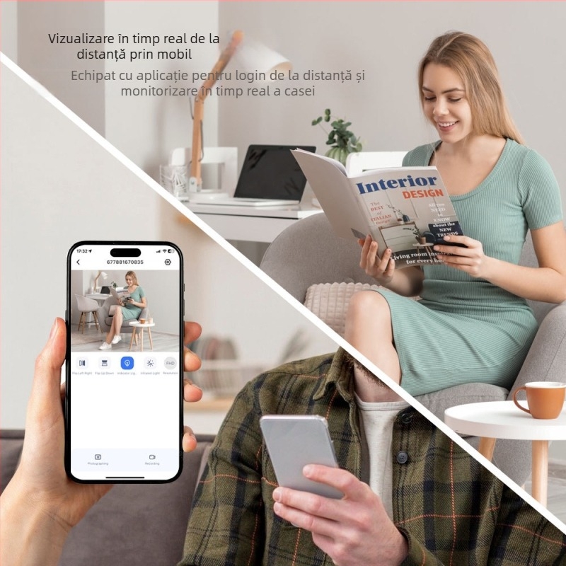 Xd Cameră inteligentă de supraveghere 1080P HD cu viziune pe timp de noapte infraroșu, acces de la distanță prin telefon mobil, stocare pe card TF, senzor 1–5 MP