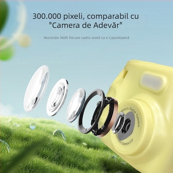 Cameră pentru copii Z001 — Rezoluție 1920x1080, Stocare pe card TF, Durata bateriei 3-4 ore, Funcții Video și Fotografiere