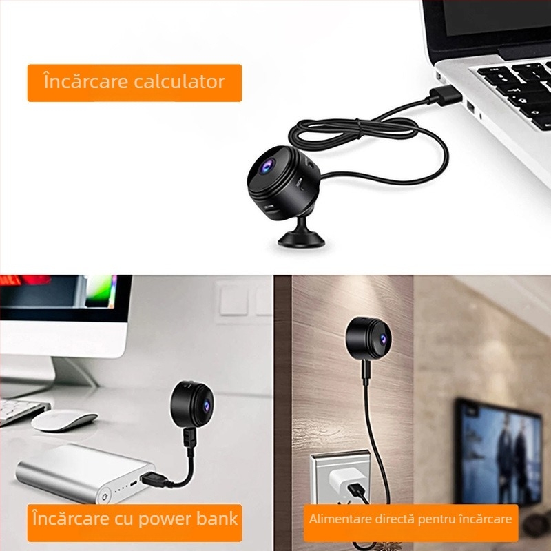 Cameră A9: WiFi fără fir, video HD, vizionare nocturnă, senzor 1MP, stocare pe card TF