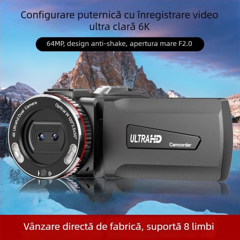 HDV900 Pro Cameră de mână all-in-one – Zoom optic 21x, senzor CMOS 24MP, 1080p, ecran rotativ 270°, USB-C/HDMI, MicroSD