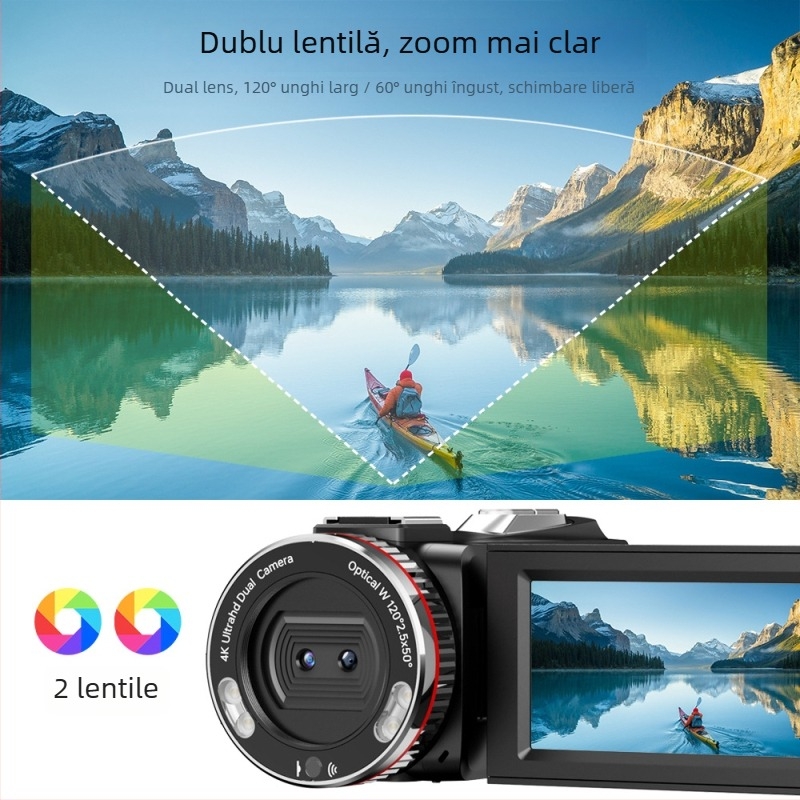 HDV900 Pro Cameră de mână all-in-one – Zoom optic 21x, senzor CMOS 24MP, 1080p, ecran rotativ 270°, USB-C/HDMI, MicroSD