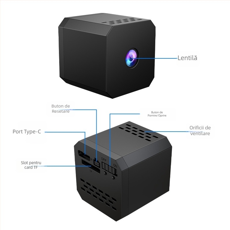 Model F1, cameră wireless WiFi cu infraroșu pentru vizionare nocturnă, înregistrare video și fotografiere, stocare pe card de memorie.