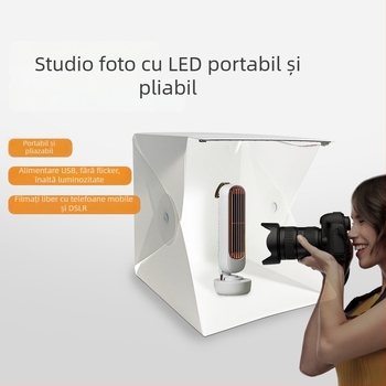 Softbox de studio compact cu iluminare LED, alimentare USB, carcasă din plastic ecologic pentru fotografie personală