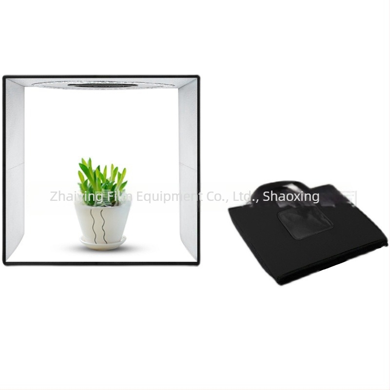 Kit foto LED mic pentru studio, cadru pliabil, construcție poliester, include studio și panou de fundal