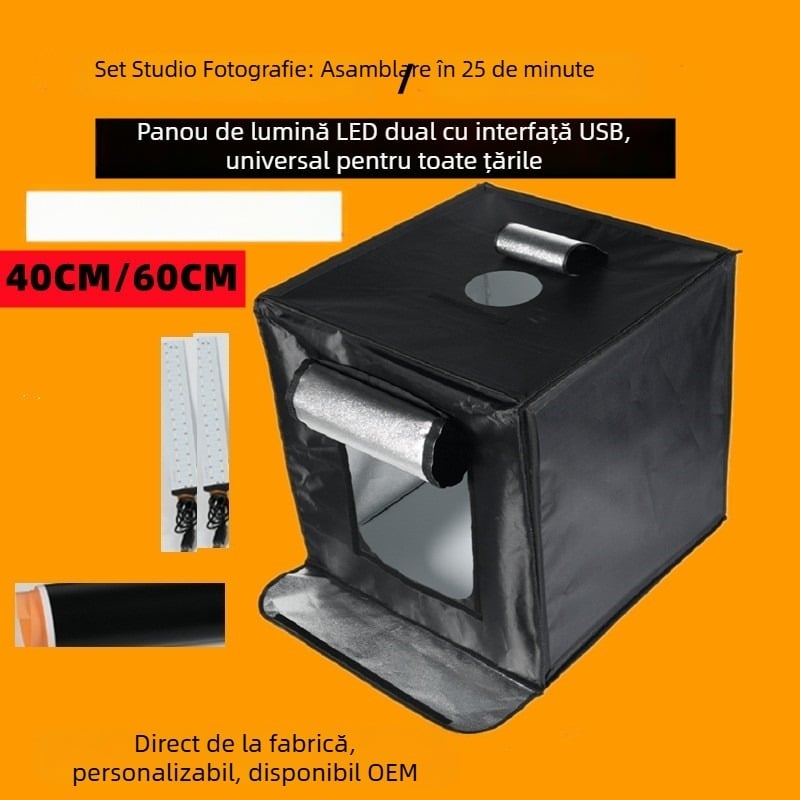 Cutie de iluminat foto pentru studio, portabilă, pliabilă, panou de lumină moale, 40×40 cm, 2 kg