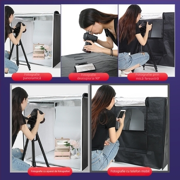 RETENG Kit de studio mic cu placă LED din poliester și softbox, extensibil