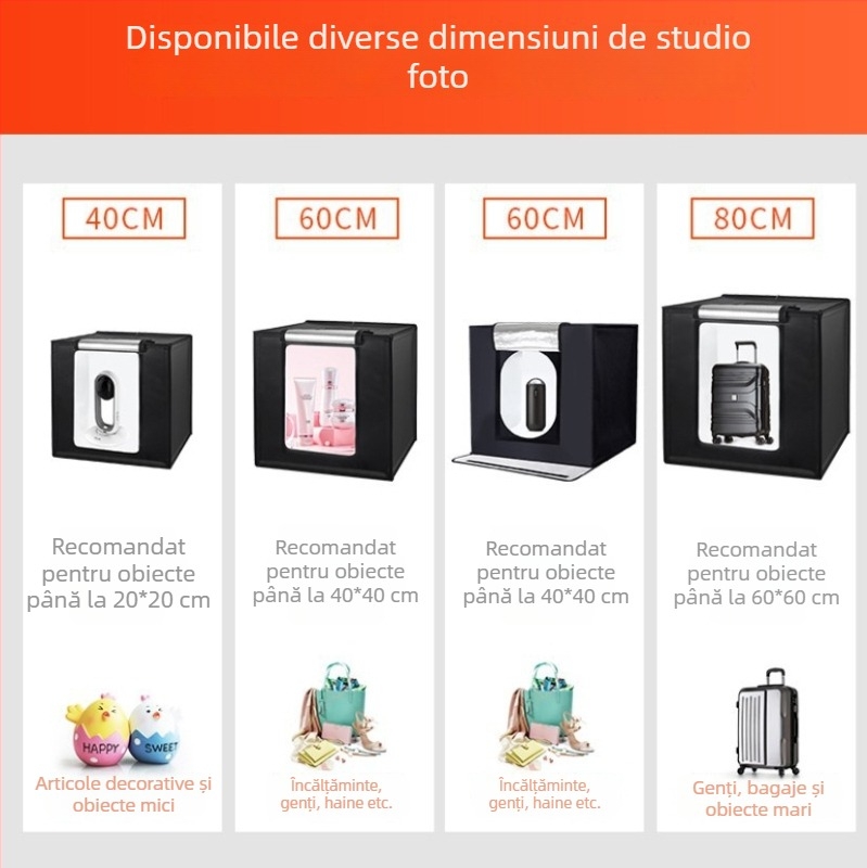 Cutie LED portabilă pentru fotografierea produselor, studio mic cu husă din stofă Oxford, lansată în octombrie 2020.