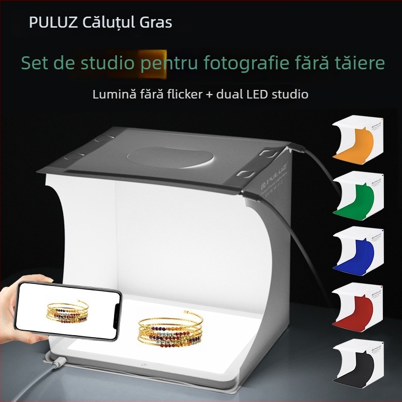 PULUZ PU5137 Kit portabil de studio foto cu lampă fără umbre pentru fotografie personală, greutate 0,845 kg