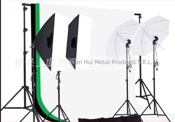 Set fotografic cu iluminare și umbrele, cu rame din aliaj de aluminiu, stâlpi pentru fundal cu țesătură nețesută, greutate 10, marcă WH