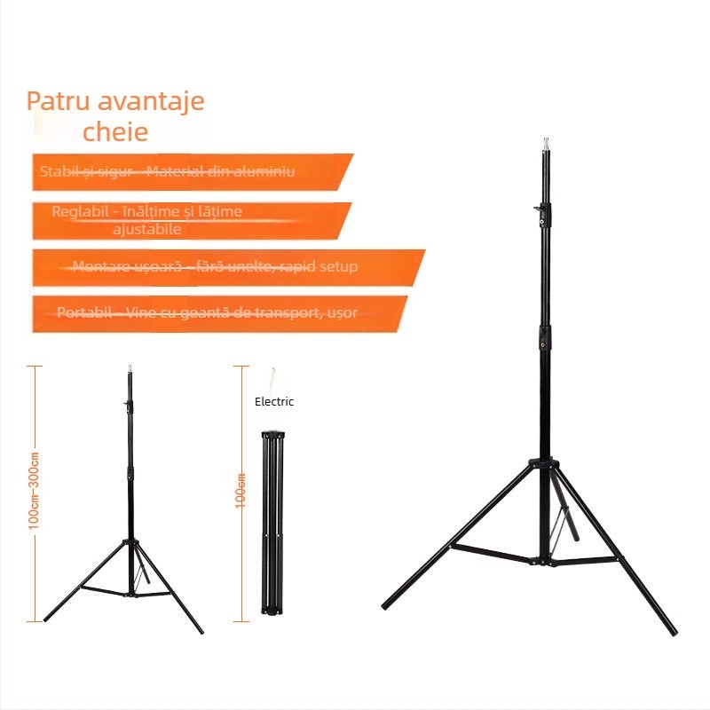 Cadru de fundal pentru studio foto, retractabil, aliaj de aluminiu
