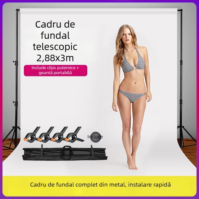 Cadru de fundal pentru studio foto, retractabil, aliaj de aluminiu