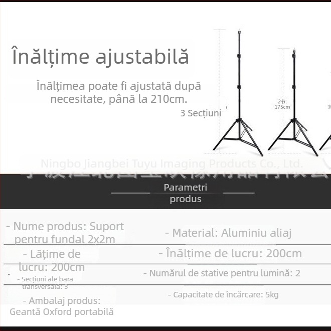 Cadru de fundal pentru fotografie – construcție din aliaj de aluminiu; potrivit pentru fotografierea produselor; model: Background frame; greutate: 2,5 kg; marcă: Tubao image