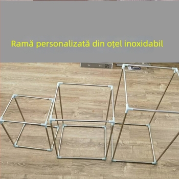 Cadru din oțel inoxidabil 201, cuboid, pentru afișarea cutiilor de mâncare la livrare și pentru studio foto | Stil modern simplu