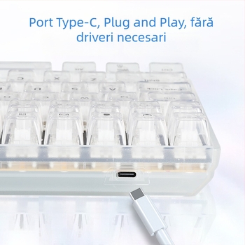Tastatură mecanică cu 100 de taste, capace de taste transparente, iluminare RGB, acceptă switchuri mecanice personalizate.