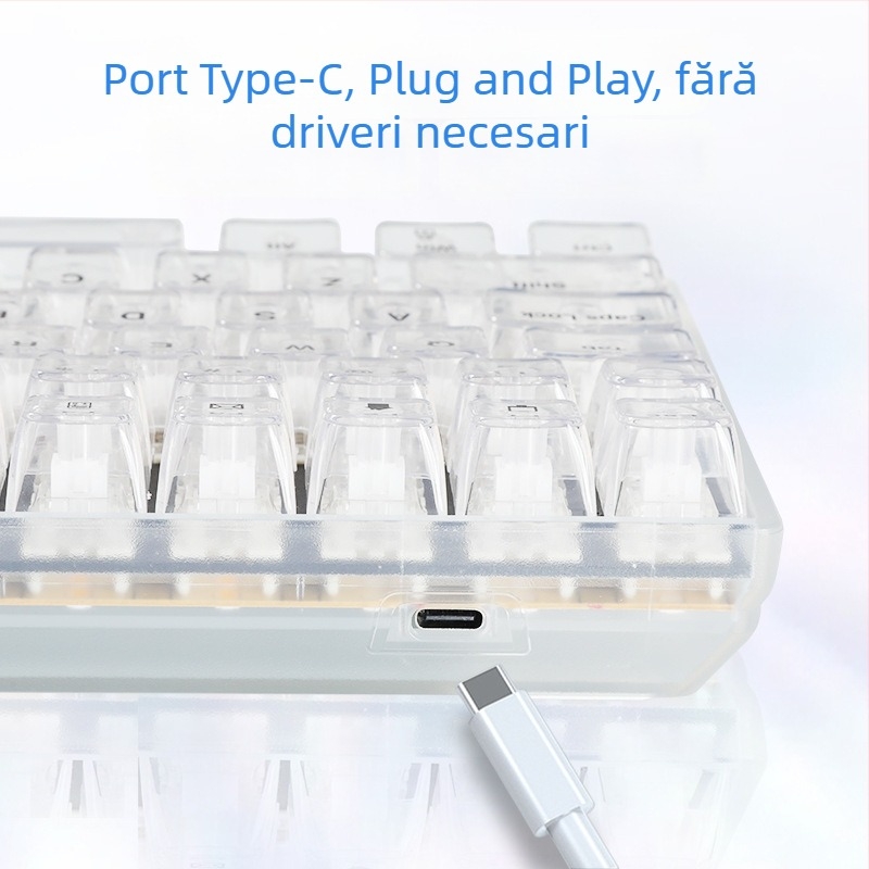 Tastatură mecanică cu 100 de taste, capace de taste transparente, iluminare RGB, acceptă switchuri mecanice personalizate.