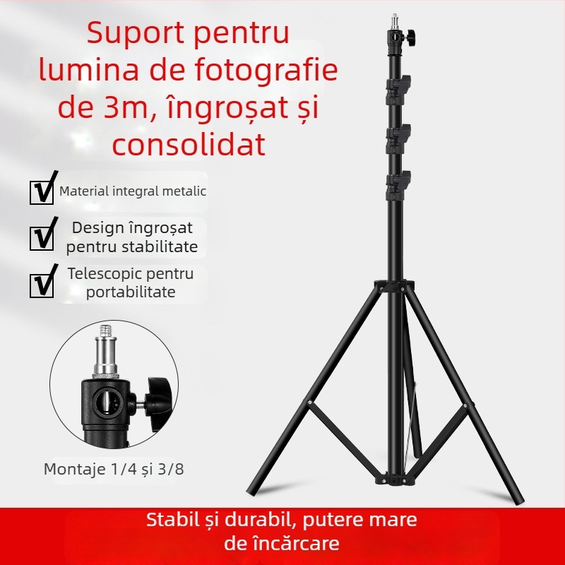 Su Ben stativ pentru lampă foto, cu mecanism de aer, pernă de aer, construcție din aliaj de aluminiu