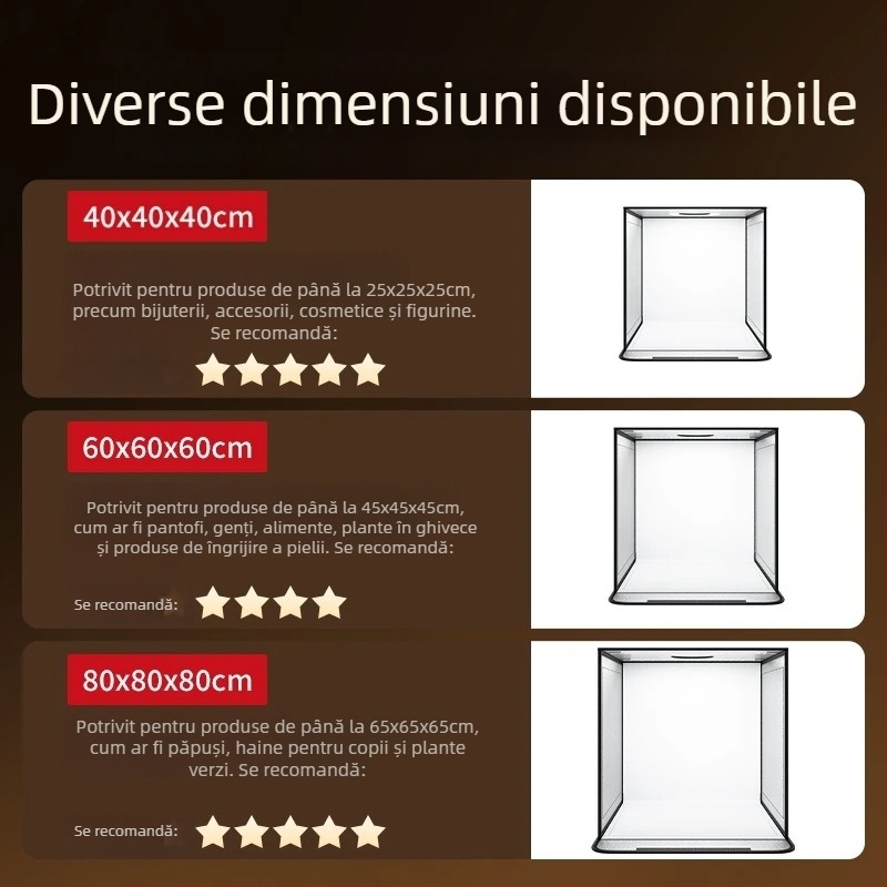 Studio foto mic pentru bijuterii, cu cutie de iluminare pliabilă și iluminare reglabilă, structură din material Oxford