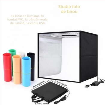 LED studio foto mic pentru obiecte mici — Softbox, cutie de lumină de masă pentru natură statică, personalizabil, material reflexiv, reducere zgomot