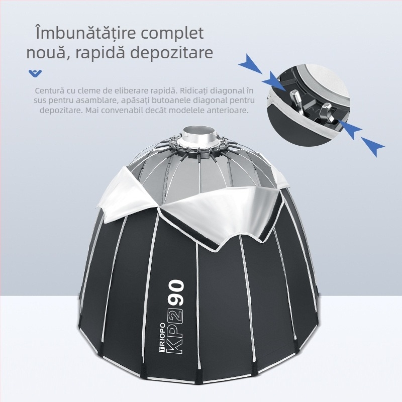Softbox KP2 serie cu montură Bowens, design parabolic profund, instalare rapidă, difuzor moale