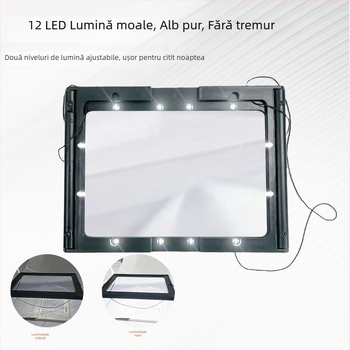 Lupă multifuncțională de birou și de gât, cu 12 LED-uri, mărire 3x, pentru citirea persoanelor în vârstă