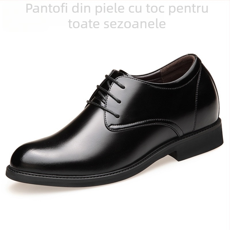 Pantofi de piele pentru bărbați — partea superioară din piele naturală, căptușeală din piele, talpă din cauciuc, șireturi, înălțimea toc 1–3 cm, stil business, birou